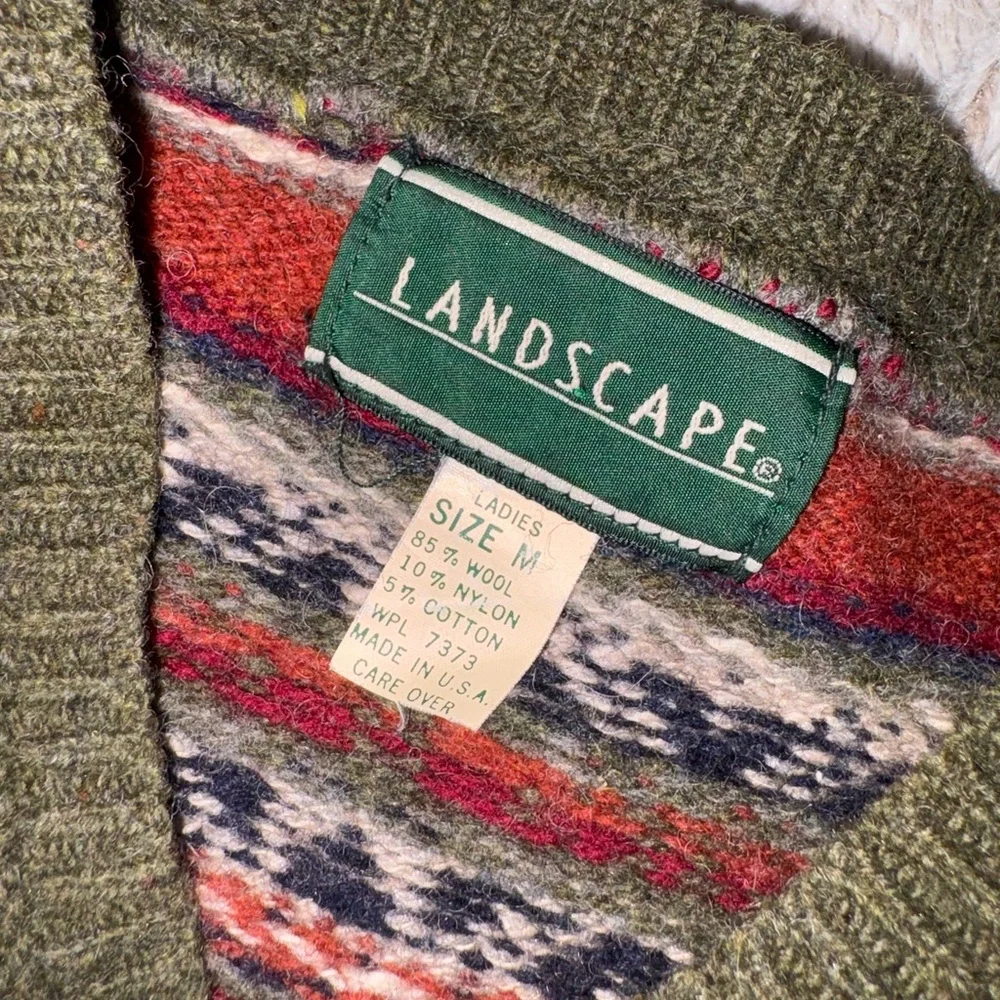 Womens V-Neck Vintage Sweater in Olive, Navy & Rust